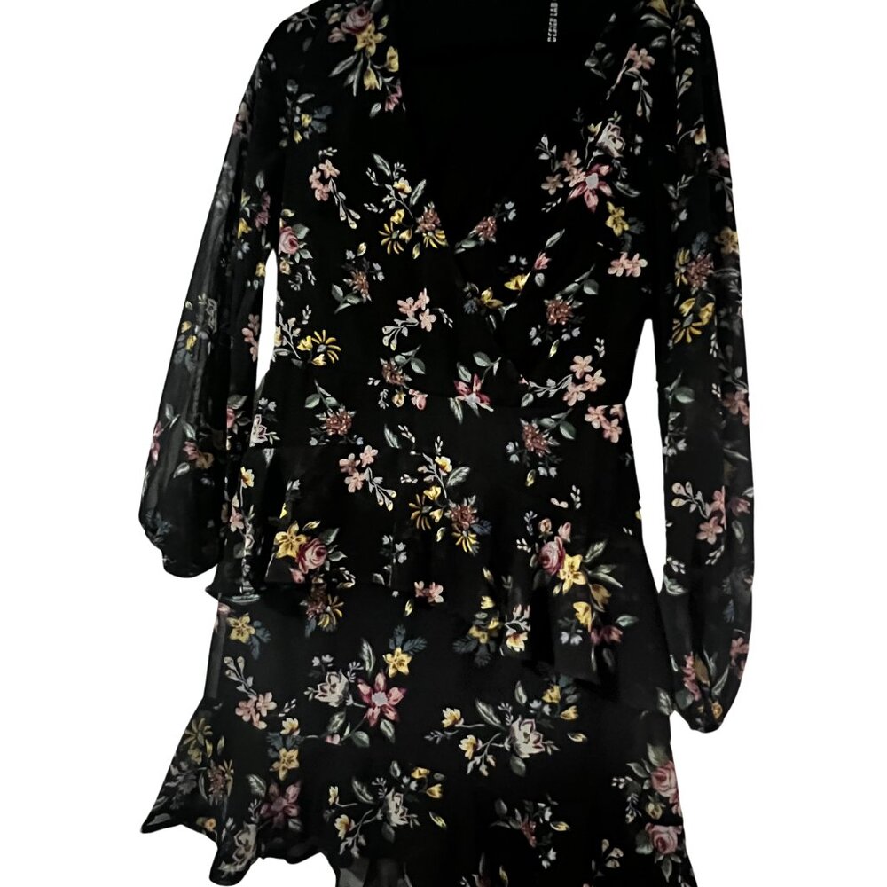 Sheer Sleeved Floral Dress Medium Design Lab Summer Cocktail Party